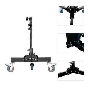 Support d'éclairage métallique robuste de 80 cm, trépied réglable en hauteur avec roues pour studio photo, tournage vidéo et support en direct - Product Image 6