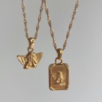 Collar con Colgante de Ángel Cupido de Acero Inoxidable Chapado en Oro de 18k, Resistente al Deslustre, Joyería Impermeable para Mujer, Nuevo Modelo de Verano 2022 de Dazan