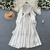 Robe longue élégante pour femmes, rouge, à manches longues, avec empiècements en dentelle, coupe évasée, avec ceinture, pour les occasions décontractées, les fêtes, les vêtements de tous les jours, robes décontractées