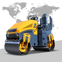 Compacteur routier vibrant à double tambour tandem, 1 tonne, 2 tonnes, mini-compacteur d'asphalte certifié CE, matériel de construction routière
