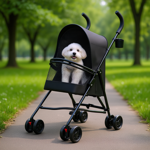 Cochecito para mascotas, plegable, ligero, con ventilación de malla, para perros pequeños, gatos, capacidad de 15 Kg, uso en exteriores - Product Image 2