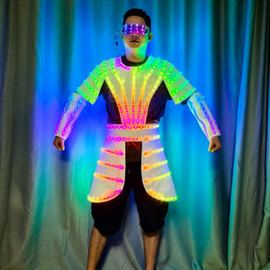 DJ bar Liquor Props Stage Show Performance Glow Suit LED Control remoto Ropa colorida Traje de armadura blanca - Product Image 1