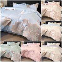 Nouvel ensemble de literie quatre pièces en coton brodé, drap de lit, housse de couette, doux pour la peau, motif floral pastoral, utilisation toute saison