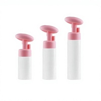 Bouteille en PET transparente blanche de 100 ml, 150 ml, 200 ml avec pompe à mousse rose, bouteille de nettoyant, emballage de bouteilles cosmétiques en plastique moussant