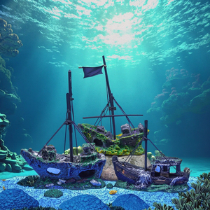 Yinuo Resina Navio Afundado Aquarium <span class=keywords><strong>Decor</strong></span> <span class=keywords><strong>Pirate</strong></span> <span class=keywords><strong>Ship</strong></span> Wreck Ornamentos para Fish Tank Underwater Shelter Simulado para Paisagismo - Product Image 3