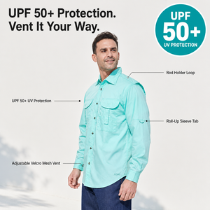 Chemise <span class=keywords><strong>de</strong></span> pêche à manches longues pour homme, protection solaire UPF50+, velcro réglable, maille respirante, multi-poches, chemise <span class=keywords><strong>de</strong></span> pêche en plein air, logo personnalisé - Product Image 4