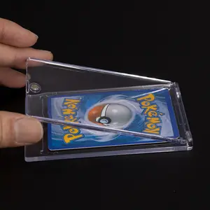 Cartão magnético de 3 "x 4" 35pt, um toque magnético protetor de cartão para tamanho padrão e regular, cartões esportivos, transparente