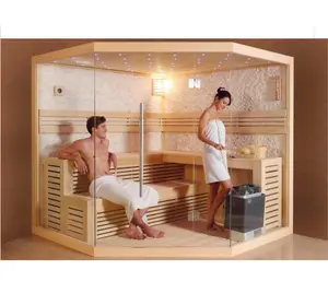 Bağlantısız Hemlock Sauna ev OEM boyut ucuz buhar Sauna odası LED ışıkları