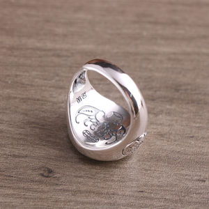 Anillo de Protección con Diseño de Remolino Vintage Certificado S99, Amuleto de la Suerte, Cultura Tibetana, Anillo de Personalidad para Hombre, Moda Masculina - Product Image 5