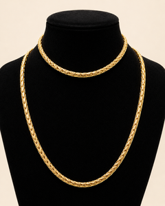 Conjunto de Joyería Clásico de Moda, Cadena Cubana y Collar Chapados en Oro de 14k para Hombre, Joyería para Boda, Compromiso y Fiesta - Product Image 4