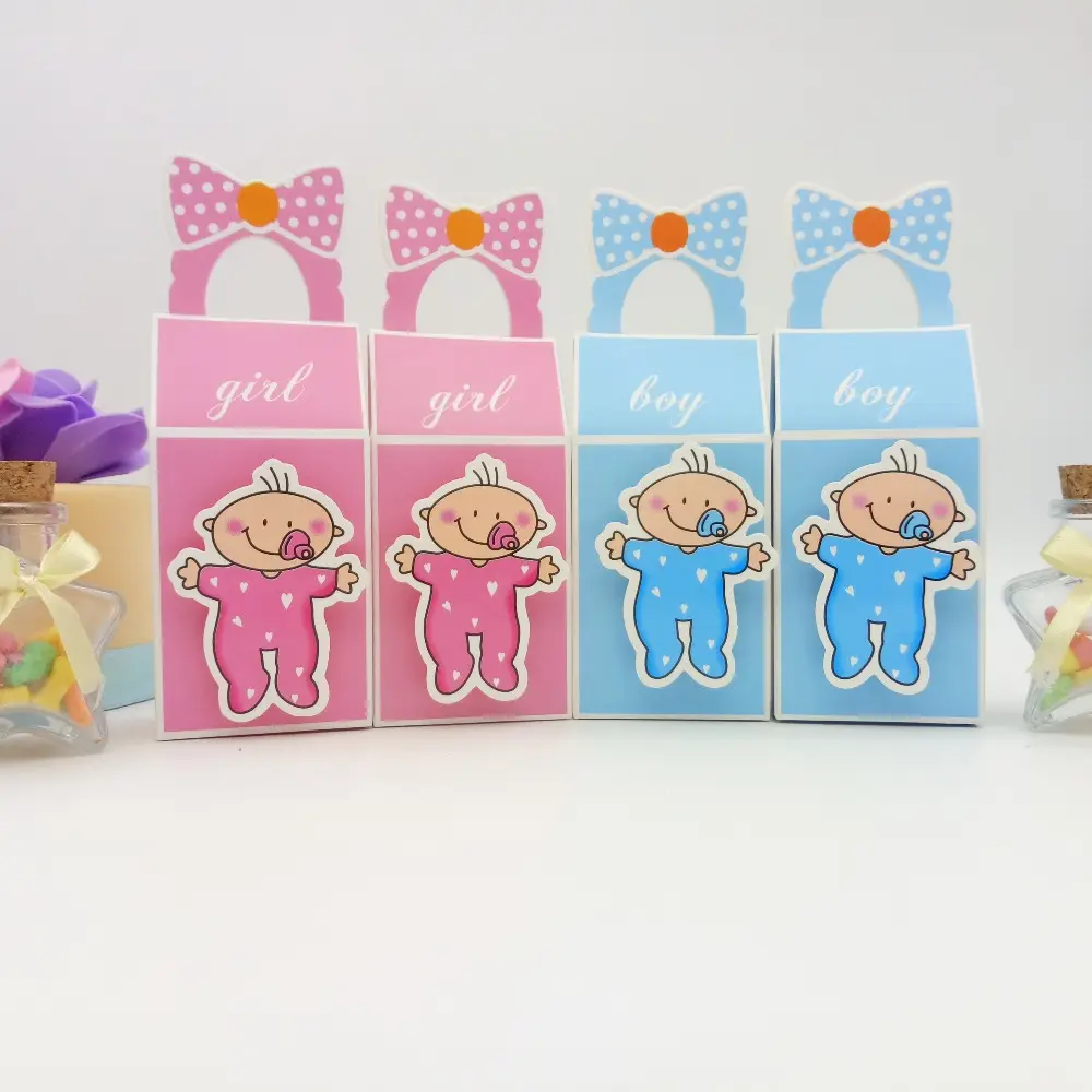 Erkek ve Kız Bebek Duş Çocuklar Favor Kağıt Hediye Kutuları Doğum Günü Partisi Süslemeleri Çocuklar Tatlı Doğum Günü Çantası Olay Parti