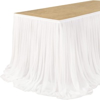 Nappe de table transfrontalière en gaze de chiffon, design tutu, rideau de table de dessert pour mariage et fête, décoration d'anniversaire couleur unie avec perles