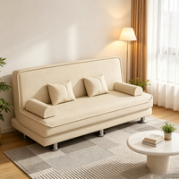 Canapé-lit convertible multifonctionnel en tissu en forme de L, pliable, deux places, 2-en-1, design minimaliste, métal argenté, vente en gros d'usine