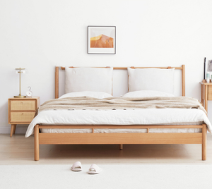 Mesa de <span class=keywords><strong>Noche</strong></span> Nórdica de Madera Maciza de Pino con 2 Cajones, Estilo de Lujo Ligero, Ratán, Muebles de Dormitorio Personalizables para Apartamentos Pequeños - Product Image 4