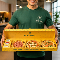 Boîte à pizza personnalisée MaiBao à 3 compartiments, emballage alimentaire en carton de qualité pour mini-pizzas, boîte à emporter écologique
