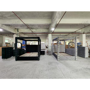 Современная Вельветовая кровать с балдахином для хранения, кровать размера «Queen-Size», обивка, мебель для спальни, роскошная кровать размера «King-Size», Современная - Product Image 6