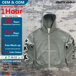 MH1405 Custom <strong>Clothing</strong> <strong>Manufacturer</strong> Embroidery Cotton Fleece Hoodies Streetwear Oversized Puff Print Cropped Boxy Zip up Hoodie - Product Image 1