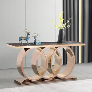 Wholesale high quality modern luxury stainless steel marble top hallway console tables