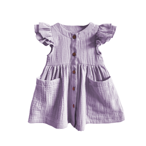 Custom Toddler Girls Fly Sleeve Round Neck Crepe Quality Children <strong>Dress</strong> Lovely <strong>Kids</strong> <strong>Dress</strong> - Product Image 5