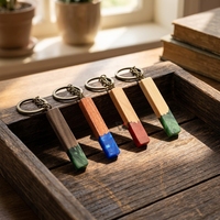 Houten & hars sleutelhangerset - Kleurrijk geometrisch ontwerp voor relatiegeschenken, partyfavoren & dagelijks gebruik