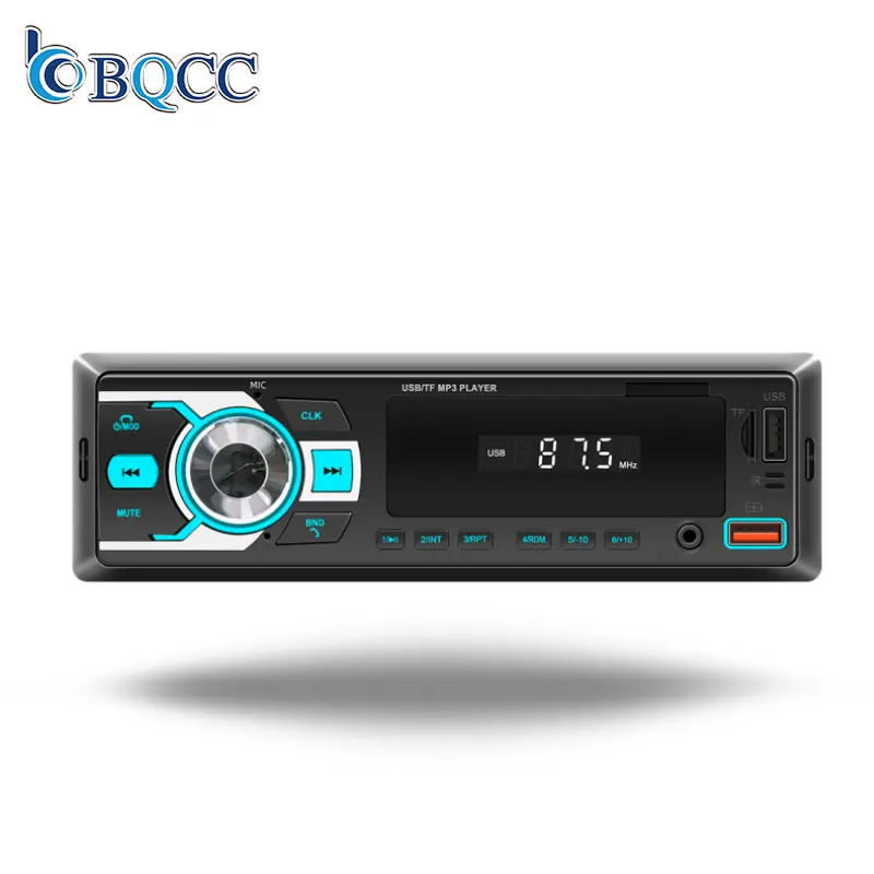 BQCC 1 din 12V Car Radio FM USB AUX-IN BT Stereo AI Voice APP Locate Variable Lights Radio Music Playback MP3 Player D3108