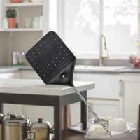 Raquette anti-insectes lavable en cuir, tapette à mouches portable avec manche extensible