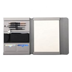 <b>A4</b> PU Leather Writing Board Folder Multi-Functional Organizer <b>File</b> Portfolio with Business Card Pocket & Pen Holder for Office - Product Image 1