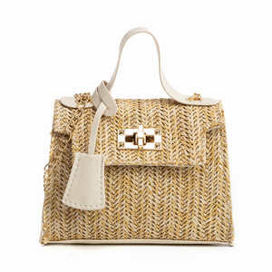 Borsa di Paglia di Lusso in Bambù, Borse a Mano in Alghe Intrecciate, Cappelli da Sole da Spiaggia e Mezzaluna Sottobraccio - Product Image 1