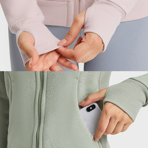<span class=keywords><strong>Veste</strong></span> chaude de yoga à fermeture éclair pour femmes, sweat à capuche à manches longues, <span class=keywords><strong>veste</strong></span> d'entraînement respirante, sweat à capuche de fitness pour femmes - Product Image 3