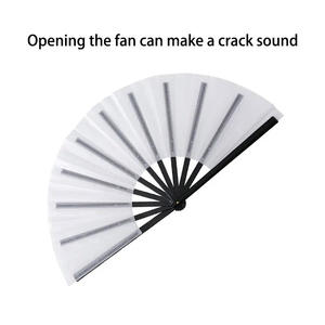 13 pollici bianco bianco pieghevole ventilatore a sublimazione di stampa in poliestere Clacking ventilatore con costole di plastica KongFu <span class=keywords><strong>mano</strong></span> ventilatore - Product Image 5