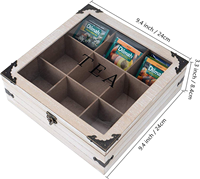Boîte à thé en bois, organisateur, coffre de rangement pour thé, couvercle en verre, 9 compartiments, porte-sachets de thé, boîte en carton, emballage, design classique