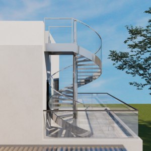 Plataforma Lateral de Acero Inoxidable para Barandilla de Vidrio, de Primera Calidad, para Exteriores, con Diseño Moderno y Escalera Espiral Envolvente - Product Image 3