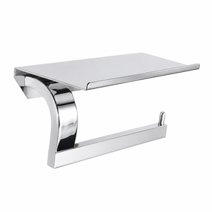 Porte-<span class=keywords><strong>papier</strong></span> <span class=keywords><strong>toilette</strong></span> mural moderne en acier inoxydable SUS304 avec étagère pour téléphone, sans perçage, pour hôtels et salles de bain à domicile - Product Image 1