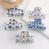 Pince à cheveux en PVC style requin personnalisée, motif œil de diable bleu, pour femmes et filles, accessoire capillaire tendance