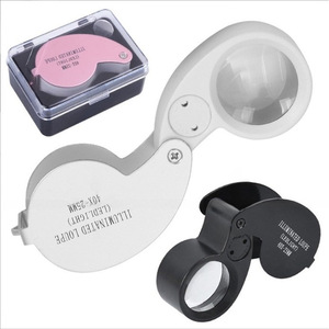 40x Folding Aluminum Alloy Dual <b>LED</b> Magnifying Glass for Diamonds, Jade, Antiques, Crafts, Jewelry Collection and Appreciation - Product Image 1