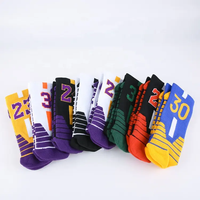 Chaussettes de basket-ball rembourrées sur mesure en vrac vente en gros sport numéro d'équipe de haute qualité médias sportifs jeunesse élite