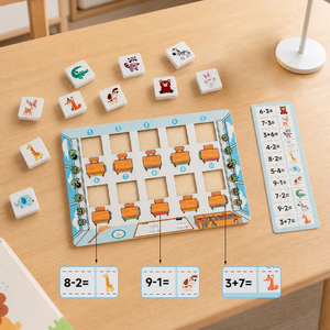 Houten nummer- en dieren-matchbord, educatief speelgoed voor kinderen voor wiskunde, optellen, aftrekken, verlichting over rekenen, educatief speelgoed voor jonge kinderen - Product Image 3