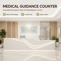 Comptoir de réception moderne sur mesure avec lignes ondulées, éclairage LED intégré, comptoir de caisse, bureau d'accueil pour salon de beauté, commerce de détail, bureau