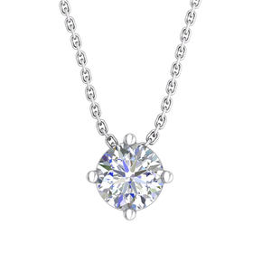 Collana con Pendente in Diamante Sintetico Rotondo, Argento 925 Placcato <span class=keywords><strong>Oro</strong></span> 14K, Solitario a Quattro Punte, Diamante CVD HPHT - Product Image 2