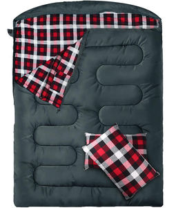<span class=keywords><strong>Sac</strong></span> <span class=keywords><strong>de</strong></span> <span class=keywords><strong>couchage</strong></span> <span class=keywords><strong>double</strong></span> adulte avec flanelle et 2 oreillers, <span class=keywords><strong>grand</strong></span> tapis <span class=keywords><strong>de</strong></span> <span class=keywords><strong>couchage</strong></span> camping pour 2 personnes, adapté au temps <span class=keywords><strong>froid</strong></span> - Product Image 4