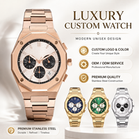 Reloj de Pulsera Analógico Personalizado con Caja Redonda Impermeable al por Mayor, Reloj de Acero Inoxidable con Movimiento Seiko VD53 para Hombre