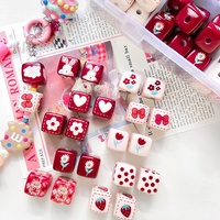Kit de stylos DIY K-Style à personnaliser avec perles, perles acryliques à motifs écossais, breloques lapin Kawaii, papeterie créative coréenne INS tendance, ensemble de jouets