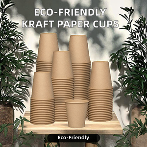Vasos de Papel Kraft Ecológicos de Pared Simple, Color Rojo Rosa, Biodegradables, Compostables, con Logotipo Personalizado Impreso - Product Image 2