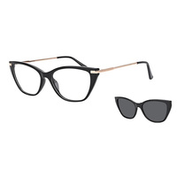 Lunettes de soleil œil de chat tendance et haut de gamme avec logo personnalisé, en TR90, à clipser, pour femmes, vente en gros, faible MOQ, articles prêts à l'emploi