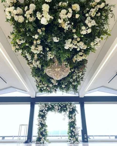 Decoración de techo de simulación de flores artificiales de alta calidad, adorno de planta de calidad para Hotel, Catering, restaurante, boda