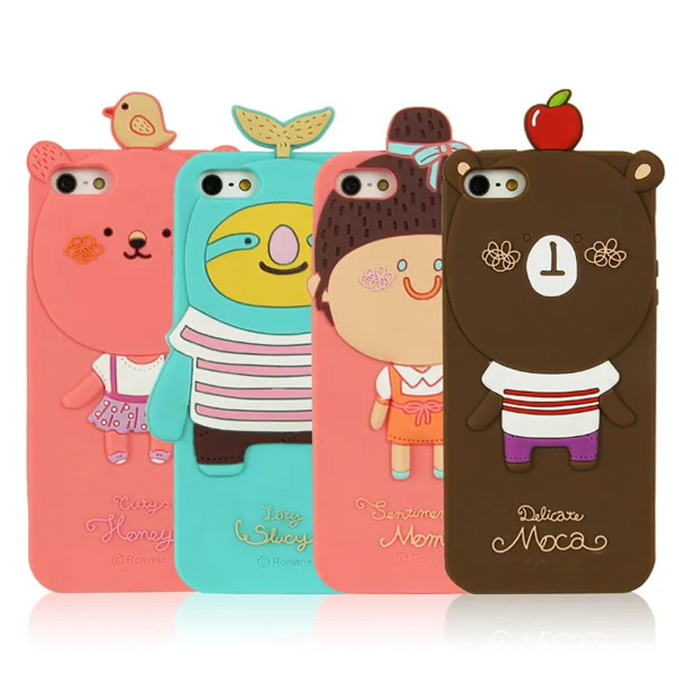 Custom Verschillende Ontwerpen Silicon Telefoon Case, Factory Oem Siliconen 3d Cartoon Mobiele Telefoon Geval