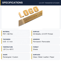 UV DTF Transferaufkleber 3D Metallic Gold Silber für Geschäfts- und Kosmetikverpackungen Wasserfeste Etiketten mit Individuellem Logo