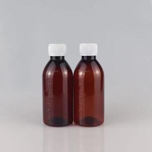 زجاجة بلاستيكية كهرمانية اللون من مادة PET للاستخدام الطبي سعة 60 مل و100 مل و150 مل و200 مل و300 مل و500 مل للسوائل الفموية مع غطاء لولبي - Product Image 4