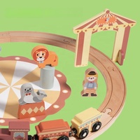 Ensemble de train de cirque en bois pour enfants, train jouet avec figurines d'animaux et maître de cérémonie, jouets éducatifs Montessori pour tout-petits