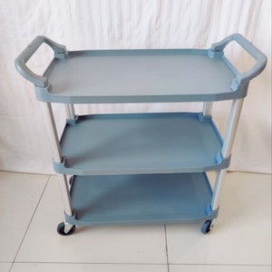 Chariot de rangement en plastique à trois niveaux Shanghe Cleaning 103x96x50cm, étagère mobile de cuisine pour la livraison de nourriture - Product Image 2